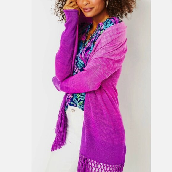 Lilly Pulitzer Tatum Ombre Cardigan Orchid Oasis - Picture 5 of 14
